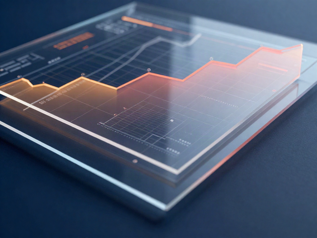 Abstract amber analytics dashboard lines on a navy background