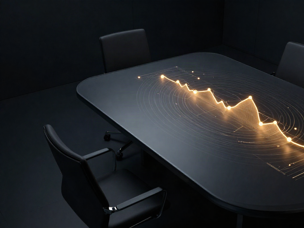 Abstract honey-gold decision network over a dark strategy workspace